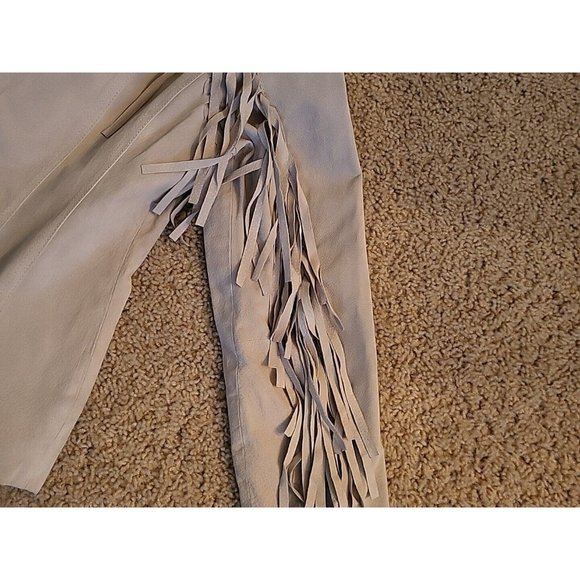 Native American Women's Western Real Leather Jacket With Fringe Hand Made Work - Picture 11 of 16